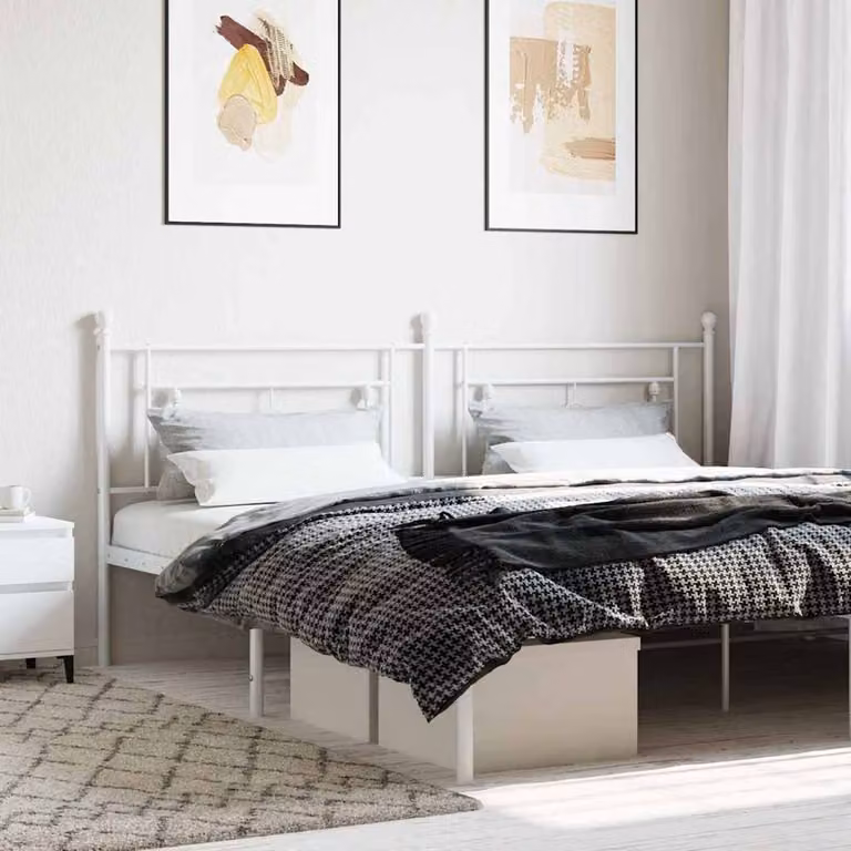 Testiera di ricambio in metallo vidaXL in stile classico, colore bianco, L: 198 cm