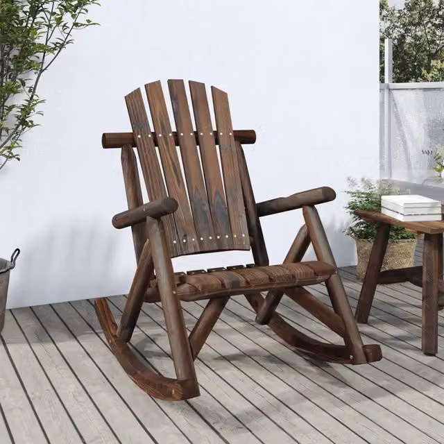 Sedia a dondolo da giardino vidaXL in legno di abete rosso marrone con braccioli L/P/H: 69 x 96 x 101 cm – 1