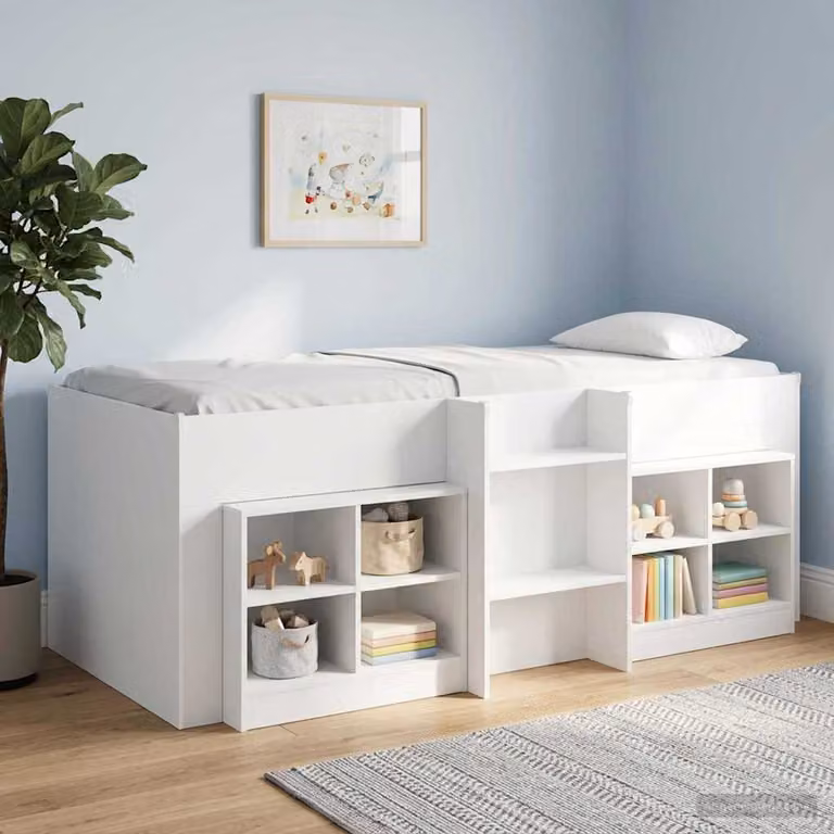Letto alto singolo per bambini vidaXL in legno ingegnerizzato bianco, L/P/H: 200 x 90 x 111 cm