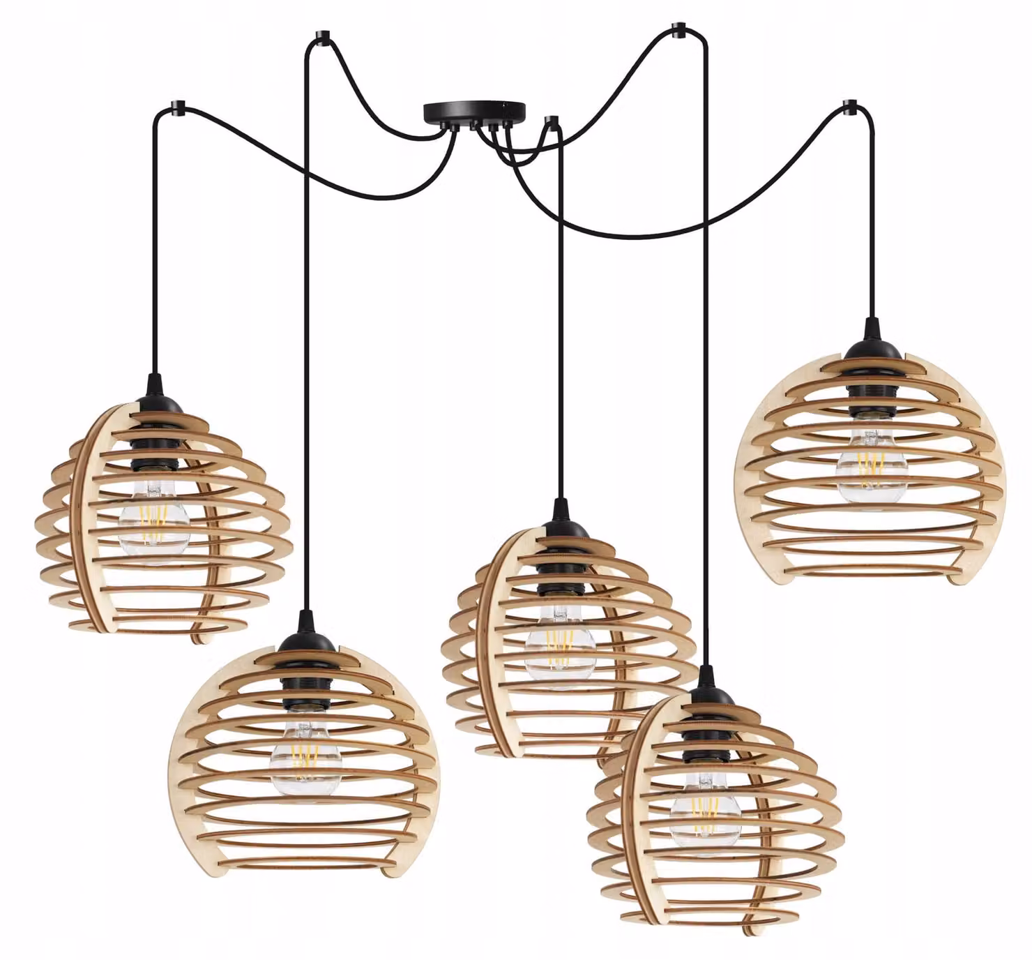 Lampada a sospensione, lampadario da soffitto, legno, paralume LED
