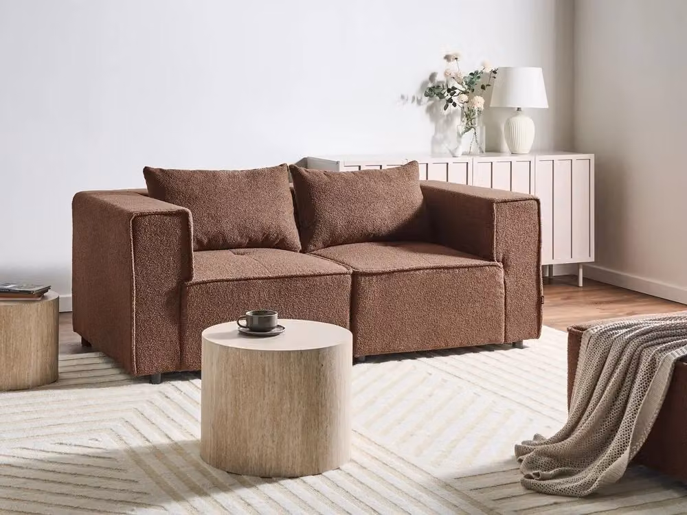 Divano modulare componibile BELIANI a 2 posti in bouclé marrone con stile moderno e minimalista – 2