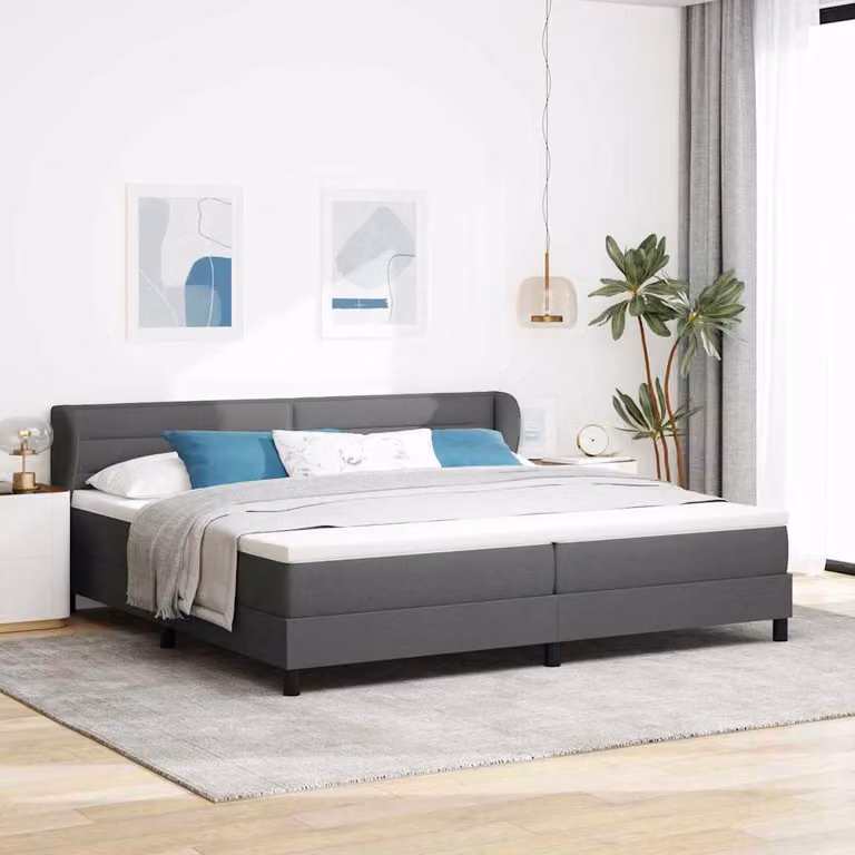 Maison Exclusive - Letto boxspring con testiera grigio scuro 200 x 200 cm in tessuto