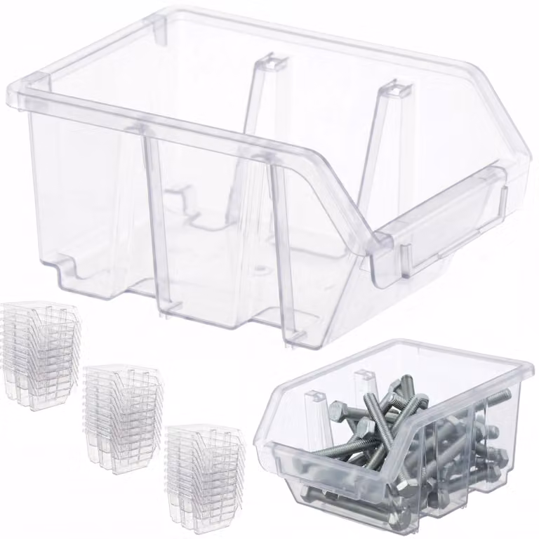 botle 30x scatola per smistamento, scatola da magazzino, scatola impilabile, cassetta impilabile da officina, contenitore a vista, scatola trasparente 11,5x8,5x6 cm, scatola per smistamento, scatola in plastica, cassetta per garage, cassetta per attrezzi