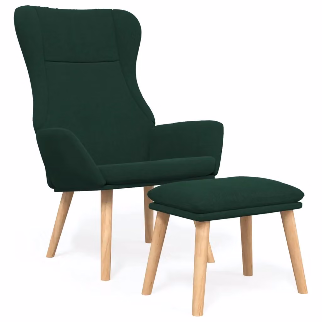 Poltrona Relax con Poggiapiedi vidaXL Verde, Seduta in Tessuto e Struttura in Metallo e Legno – 2