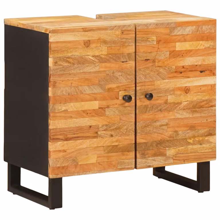 Armadio per lavabo da bagno moderno vidaXL in legno di mango marrone L: 62 cm, P: 33 cm, H: 58 cm