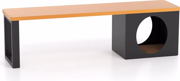 Panca da giardino COSTWAY in metallo resistente alle intemperie, panca a 3 posti con casetta per gatti, panca da balcone senza schienale, panca in metallo fino a 450kg, panca da patio 150x38x44cm