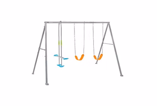 Intex 44123 - Altalena con Due Seggiolini e Dondolo, Acciaio, Grigio, 343x249x203 cm