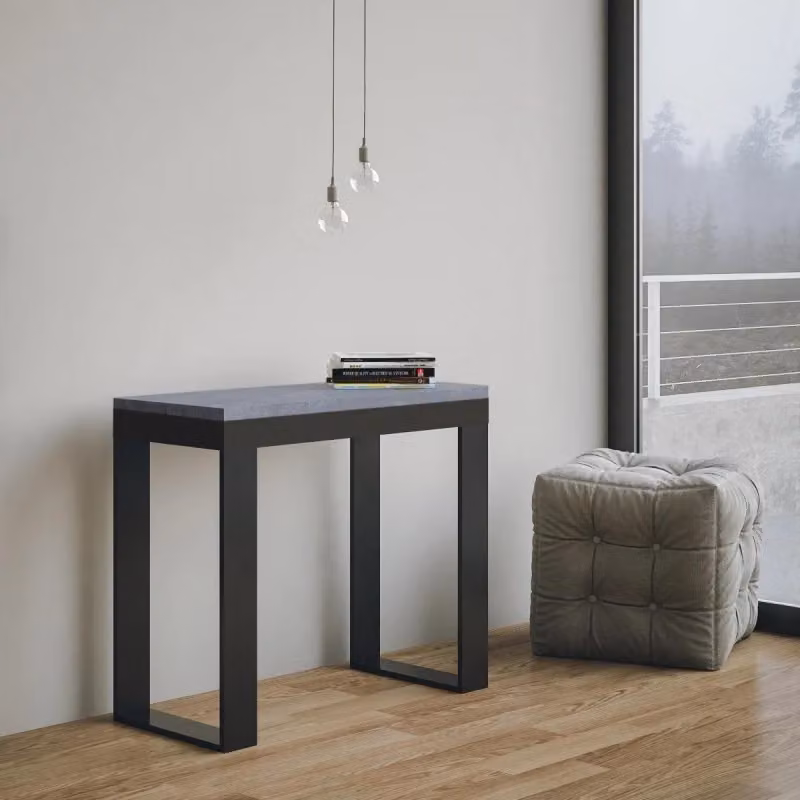 Consolle allungabile Itamoby Tecno Evolution con telaio antracite e finitura cemento, L/P: 90 x 40 cm, estensibile fino a 300 cm – 2