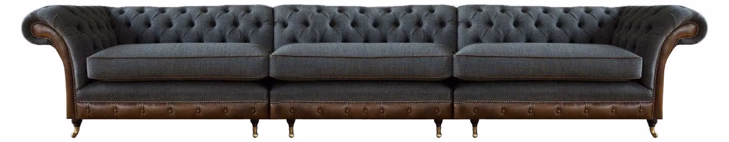 Dunkelgraue Chesterfield Sitzmöbel Wohnzimmer Designer Textil Couch