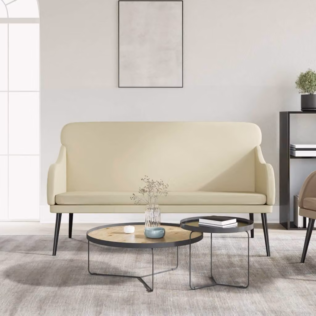 Panca moderna vidaXL in similpelle beige con braccioli L/P/H: 110 x 76 x 80 cm
