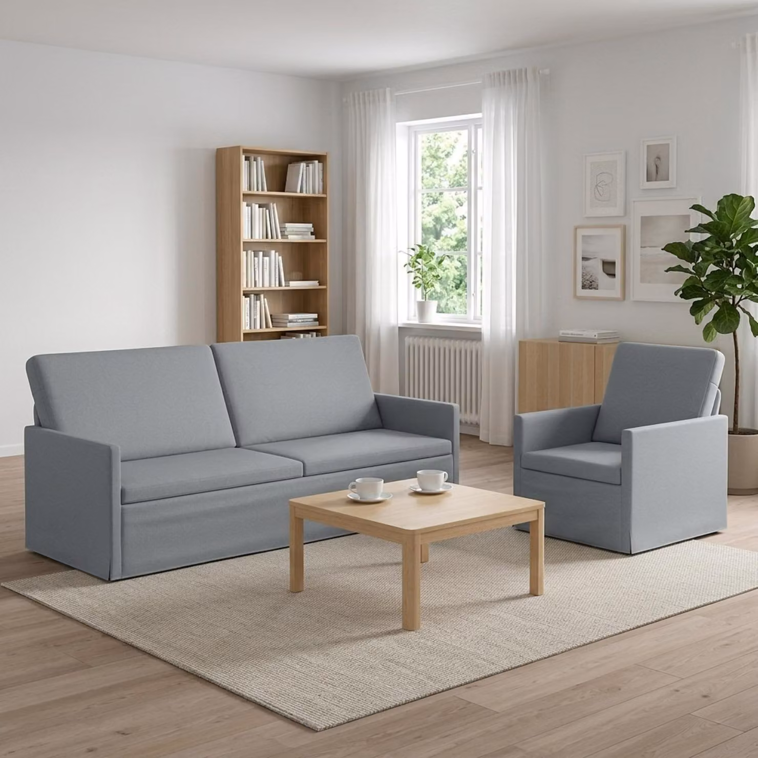 vidaXL Set di divani 2 pcs Grigio Chiaro Tessuto