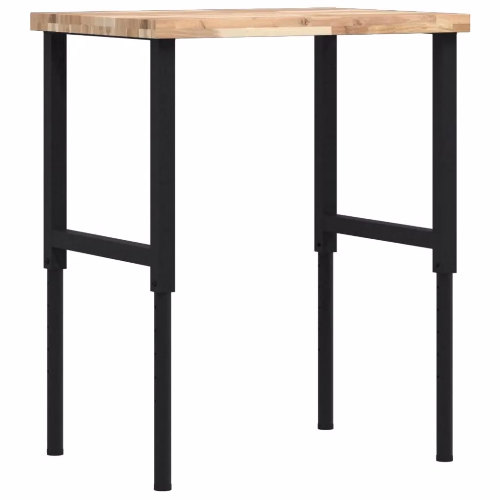 vidaXL Banco Lavoro Regolabile in Legno e Metallo, Marrone e Nero, L: 80 cm, P: 60 cm, H: 73-99,5 cm – 3