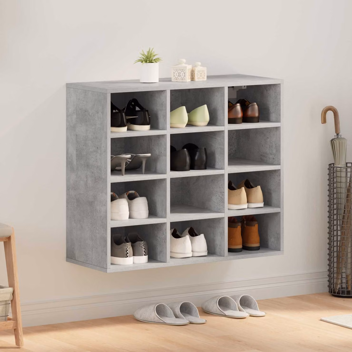 Mobile porta scarpe vidaXL moderno in legno ingegnerizzato grigio L: 77,5 cm, P: 30 cm, H: 67 cm