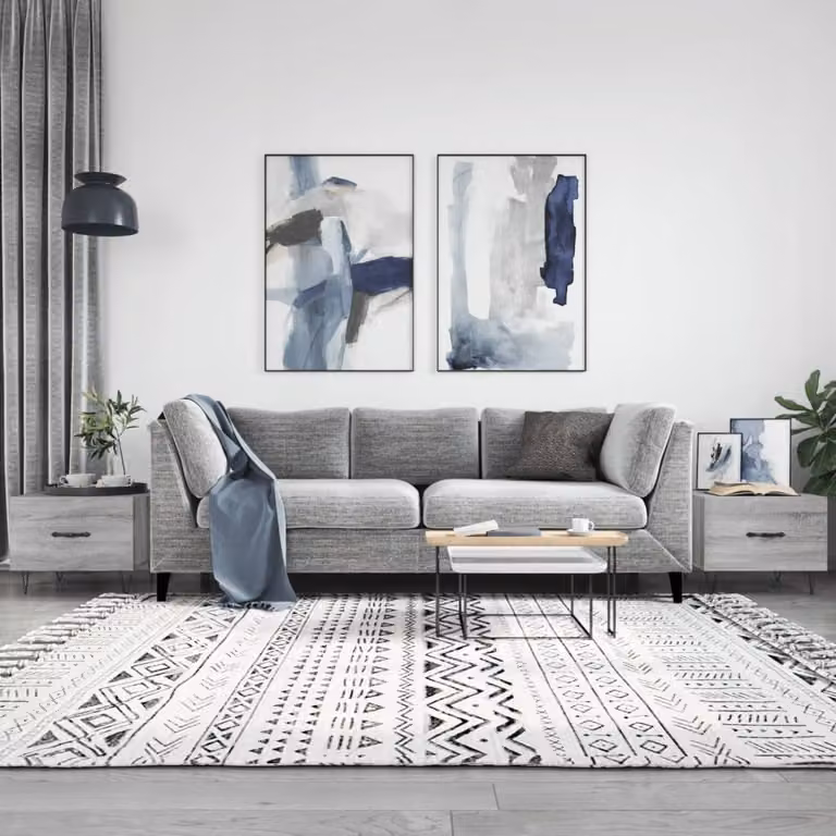Set di 2 tavolini da salotto vidaXL in legno e metallo, colore grigio, L/P/H: 50 x 50 x 40 cm