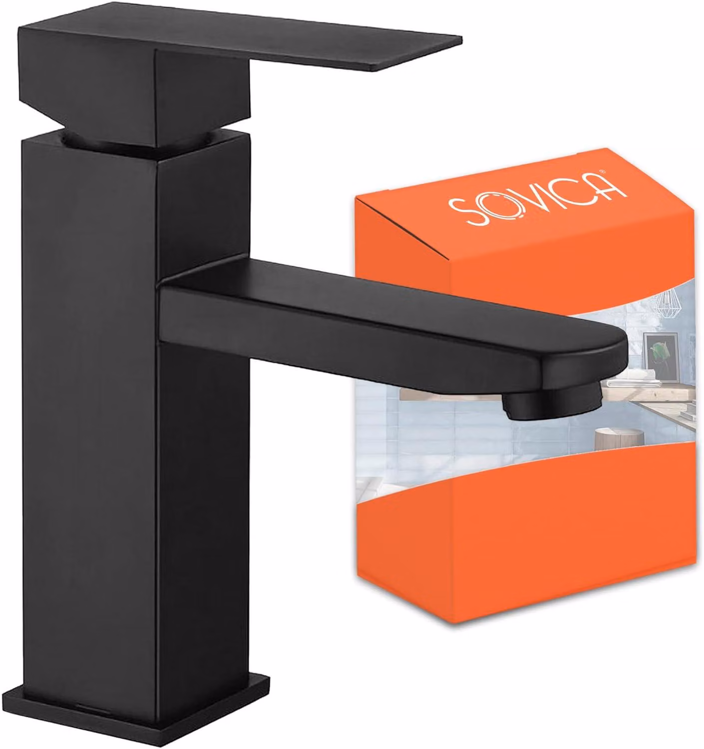 Miscelatore per lavabo, colore nero, in acciaio inossidabile, per bagno