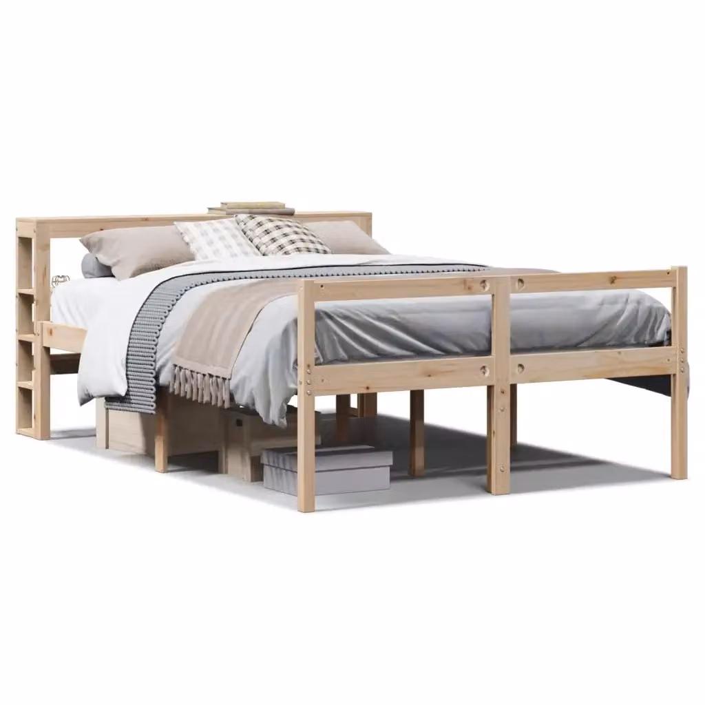 Letto per anziani vidaXL in legno massello di pino marrone con testiera L/P: 140 x 190 cm – 2