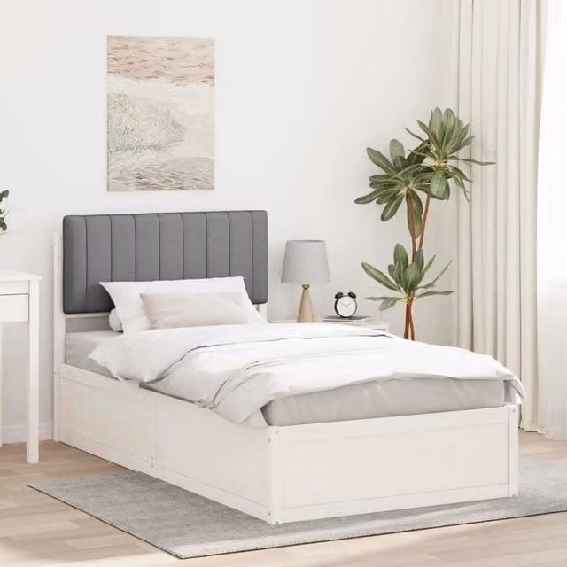 Letto con Testiera Rivestita Grigio chiaro 100 x 200 cm 877793
