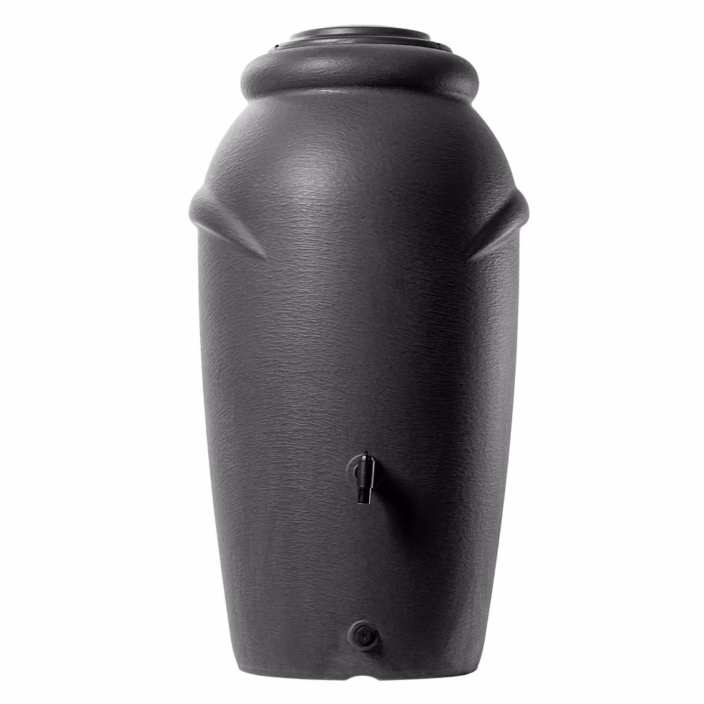 Serbatoio per acqua piovana KADAX in plastica colore antracite con kit di collegamento al rubinetto e supporto, capacità 210 l – 2