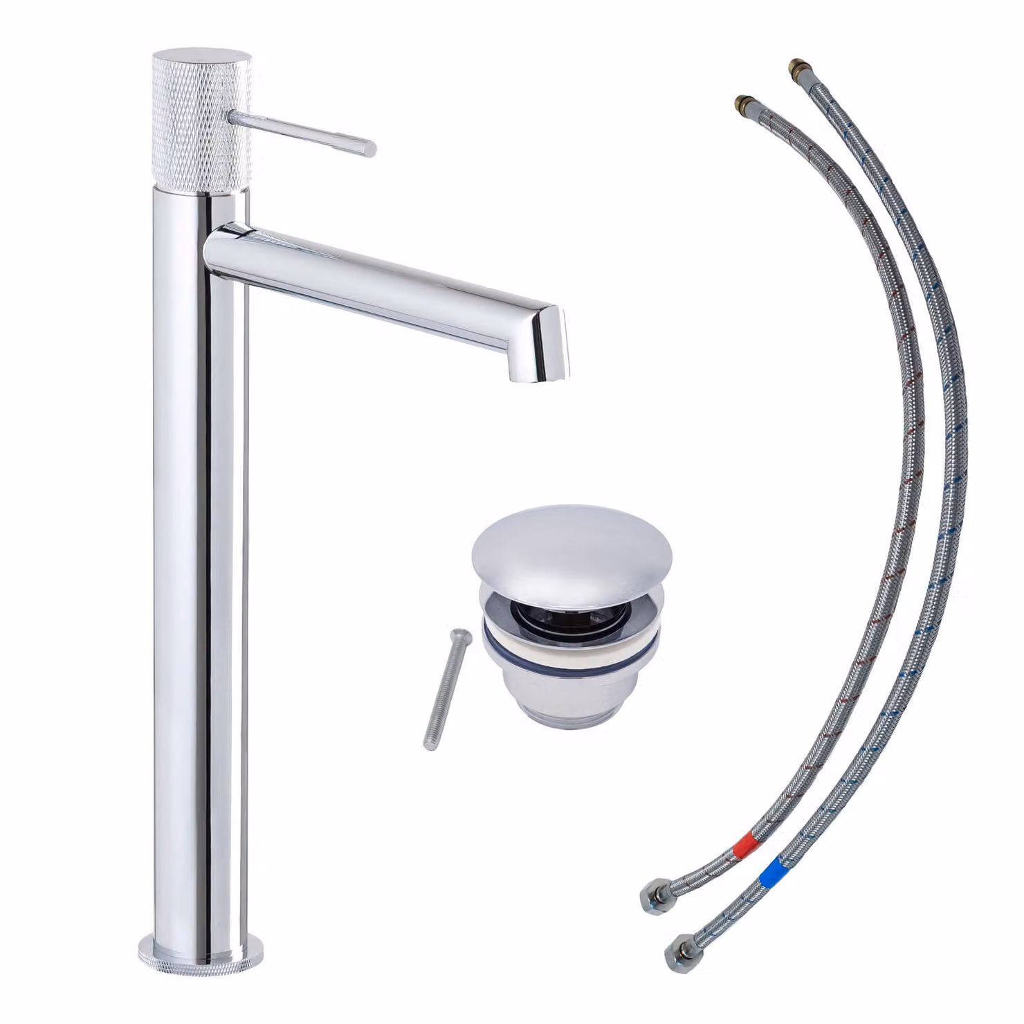 Rubinetto per lavabo SCHÖNER WOHNEN collezione KADIA L, cromo, rubinetto adatto ai lavabi da appoggio del bagno