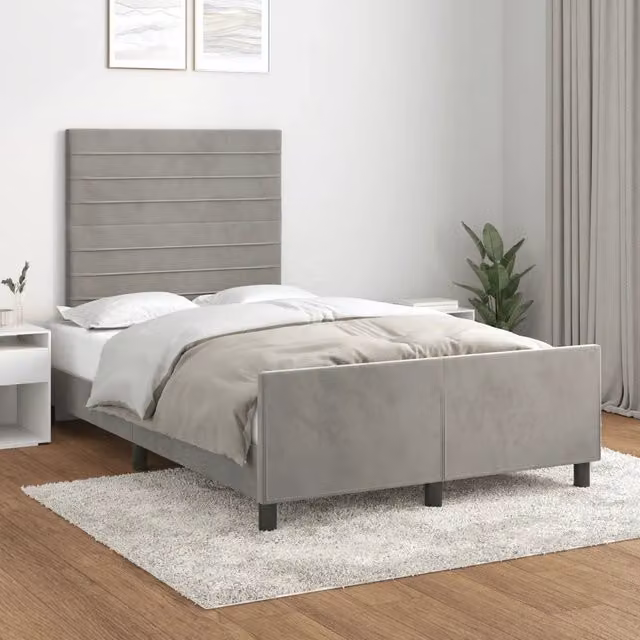 Giroletto senza Materasso-Struttura Letto Grigio Chiaro 120x190 cm Velluto 910153