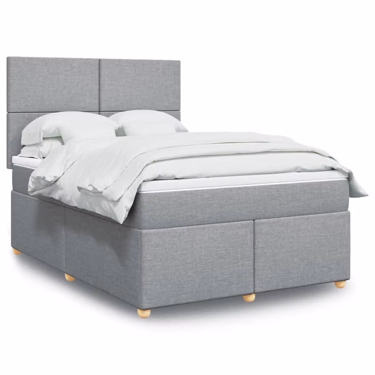 Giroletto a molle con materasso vidaXL in tessuto grigio chiaro e bianco, L/P: 160 x 200 cm