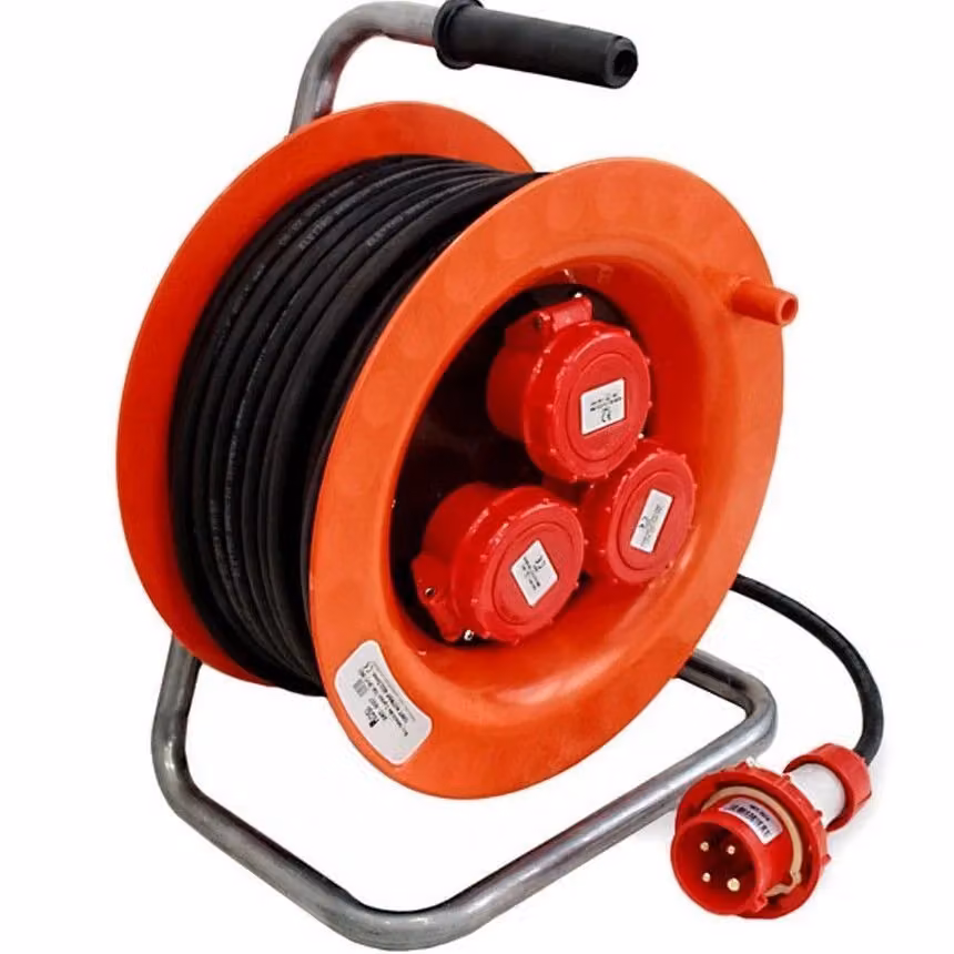 Avvolgicavo industriale Rosi 4007 Rosso con 30 m di cavo 4x2,5 mmq e 3 prese CEE 3P+T 16A IP55 – 2