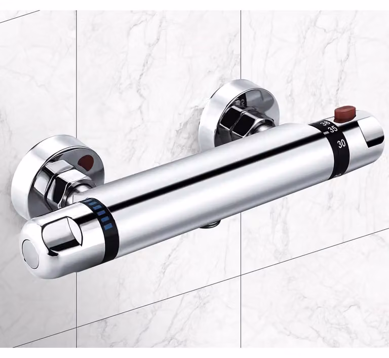 Miscelatore doccia termostatico - Montaggio a parete - Sicurezza 38 °C - Cromo