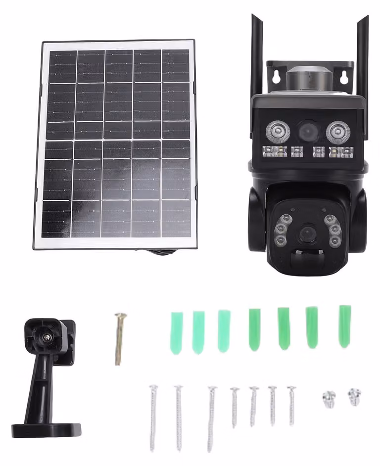 Telecamera solare da esterno, impermeabile, rilevamento del movimento, basso consumo energetico, doppio obiettivo, visione a 360°, sicurezza wireless 4G per la casa