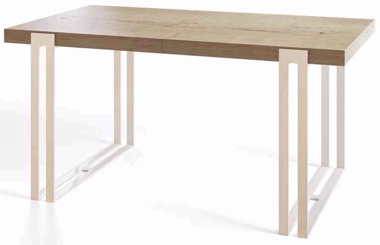 Tavolo da pranzo rettangolare allungabile rosa, tavolo da soggiorno moderno 180-280 x 90 x 77 cm, modello Halifax con gambe in metallo bianco