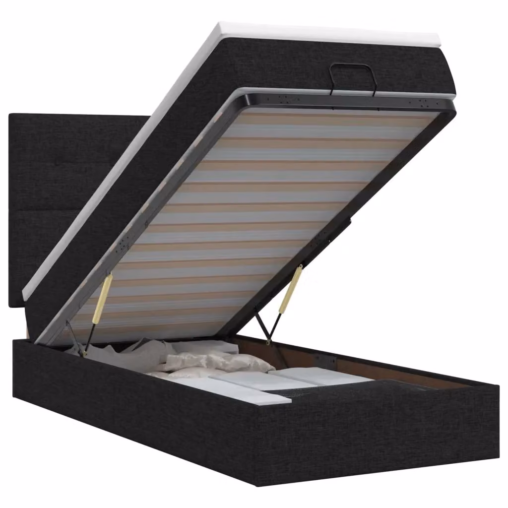 Letto ottomano moderno vidaXL con contenitore a sollevamento e materasso, Nero e Bianco, L 200 x P 80 x H 140 cm – 2