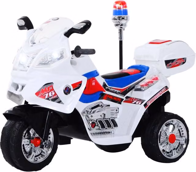 EasyComfort Moto Elettrica per Bambini da 3-5 Anni, Motorino Giocattolo a 3 Ruote con Musica e Luci, Colore Bianco, L/P/H: 112 x 51 x 72.5 cm