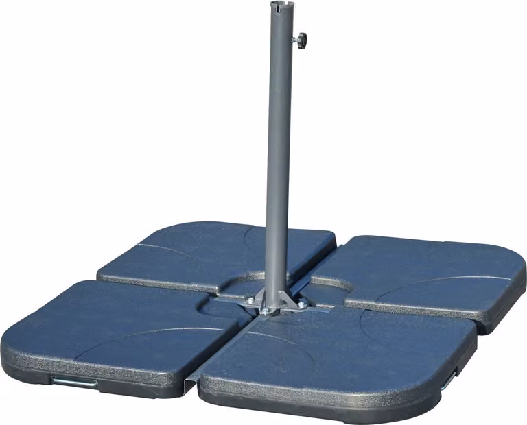 Outsunny Supporto per ombrellone, base riempibile per croce da terra, 4 pezzi, nero, 50x50 cm