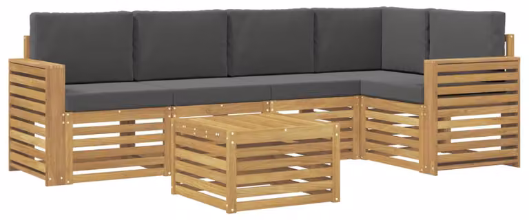 Set di divani da esterno, 6 pezzi, bianco e antracite