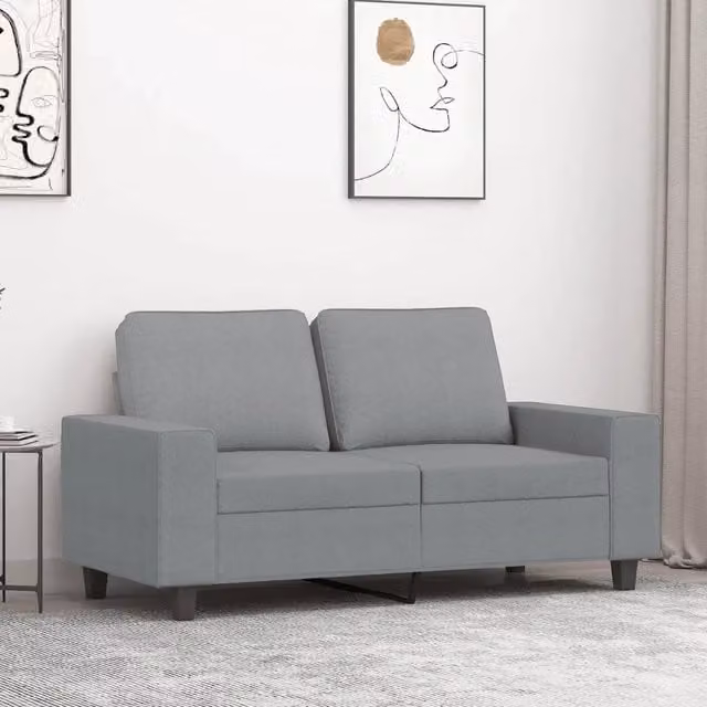 Divano a 2 posti moderno vidaXL in tessuto grigio con struttura in metallo L: 154 cm, P: 77 cm, H: 80 cm – 1