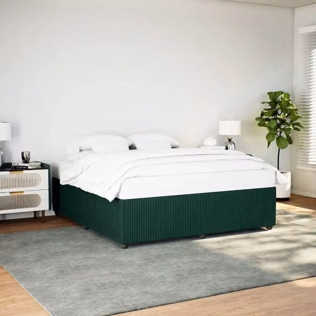 Giroletto vidaXL in velluto verde scuro con struttura in legno e doghe, L/P: 200 x 200 cm