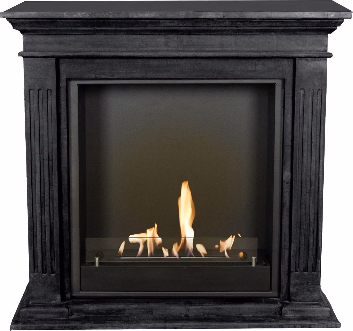Caminetto a etanolo Xaralyn - Cadiz BIU-SBU - pietra naturale nera - riscaldamento a 3 kW - caminetto da incasso incluso - caminetto decorativo