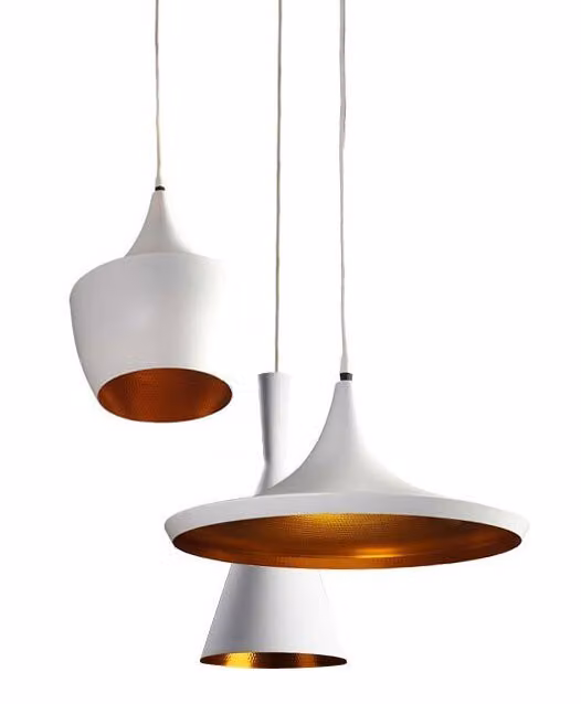 Apparecchio moderno a sospensione Mix, Variante: Ø 700 x 1300 mm, E27, 3 x 60 W, bianco, oro