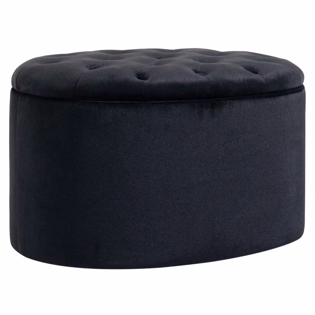 Poltrona con contenitore Minimal in velluto nero L: 71 cm, P: 52 cm, H: 42 cm – 2
