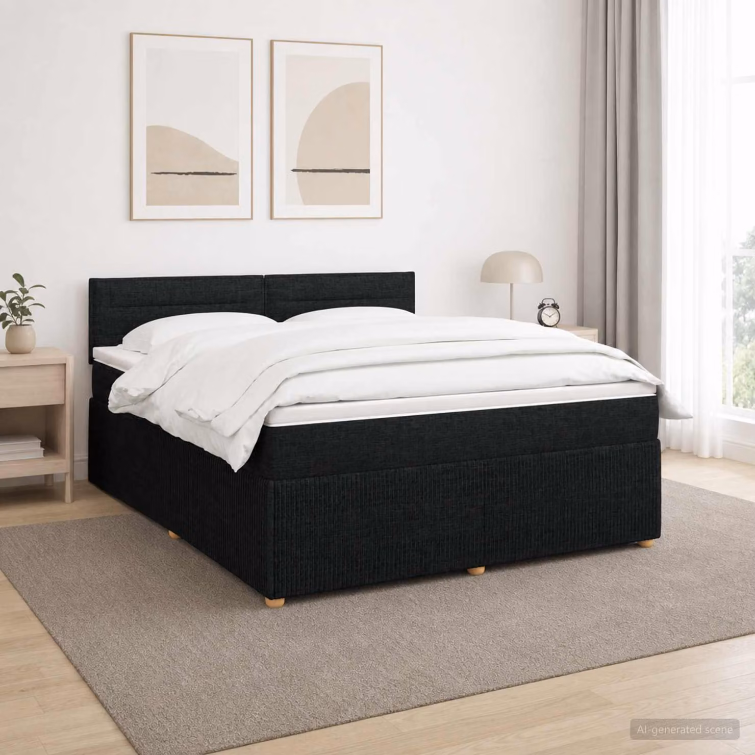 Maison Exclusive - Letto boxspring con materasso nero 140 x 190 cm Tessuto