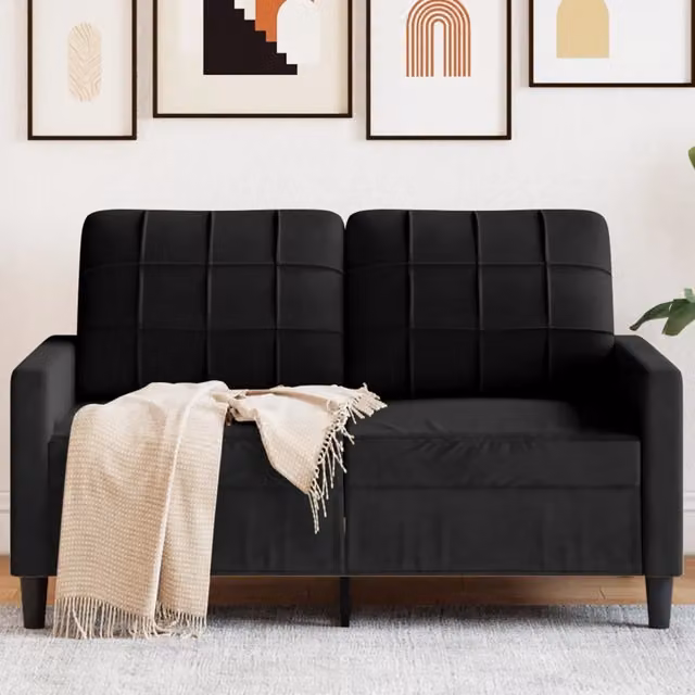 Divano a 2 Posti-Sofa 2 Posti Nero 120 cm in Velluto 802801