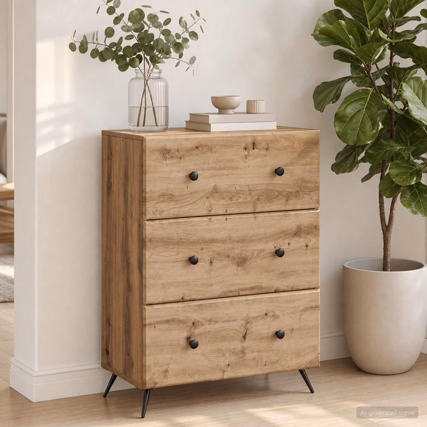 Mobile con cassetti vidaXL in legno marrone L: 66 cm, P: 34,5 cm, H: 90 cm