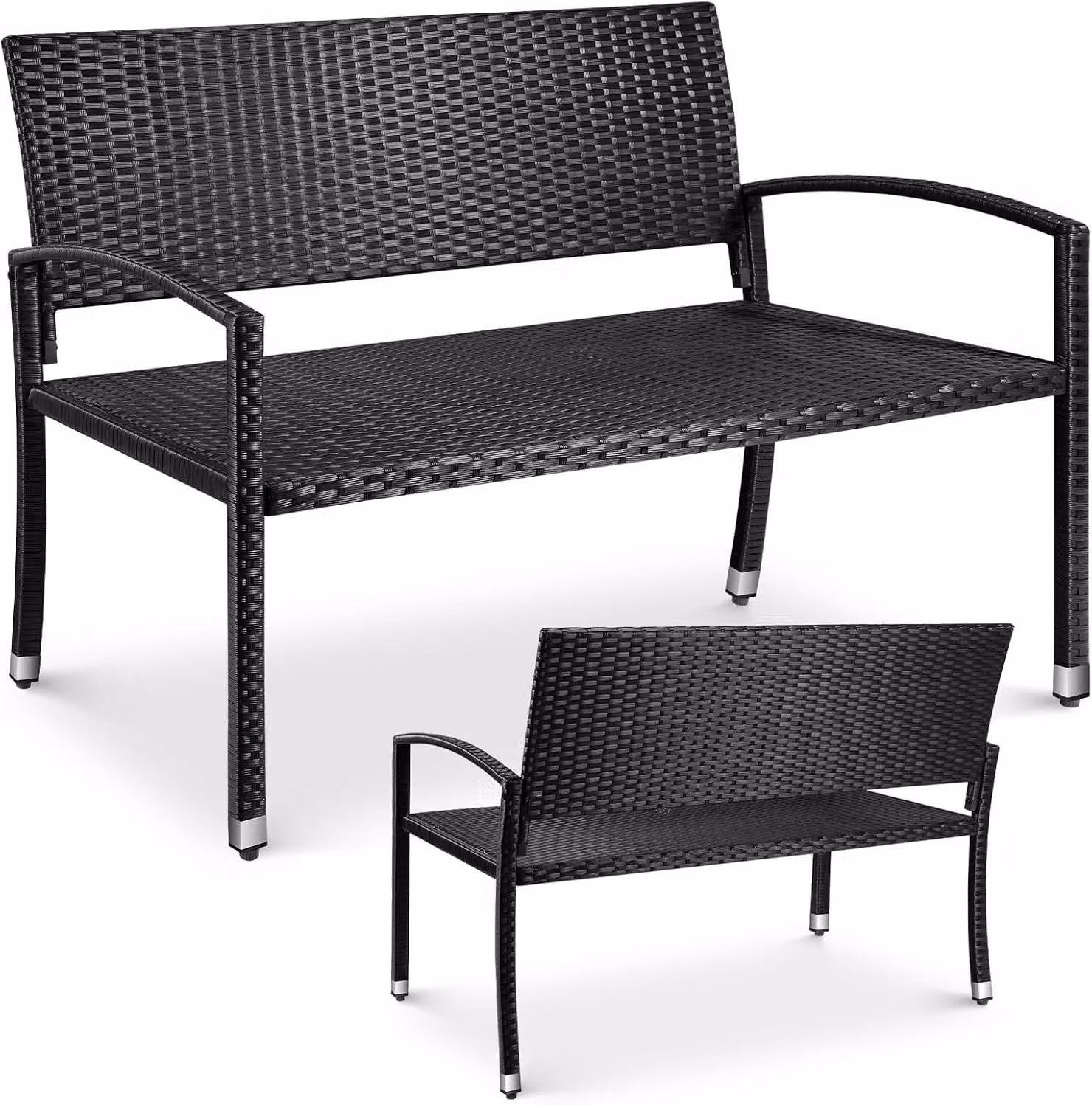 Panca da giardino - Panca da seduta in rattan sintetico per 2 persone - Resistente agli agenti atmosferici, ideale per balcone e giardino - Divano da esterno moderno - 122 x 62 x 90 cm
