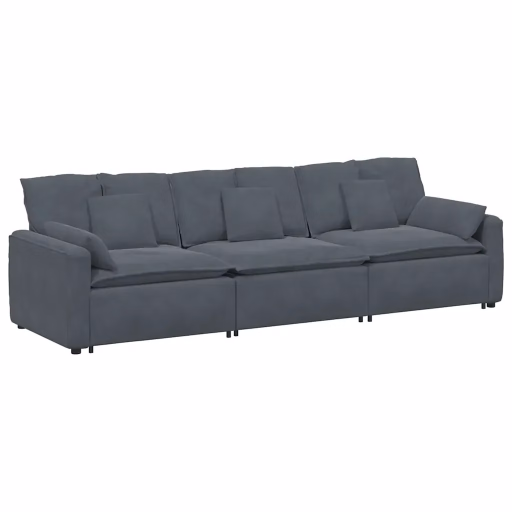 Divano Modulare vidaXL in Velluto Grigio con Cuscini e Struttura in Metallo e Legno – 2