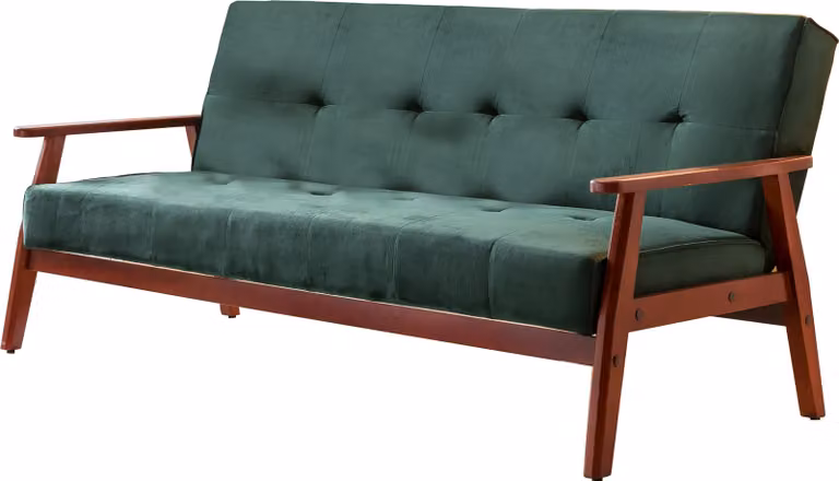 Divano letto scandinavo in velluto di abete verde