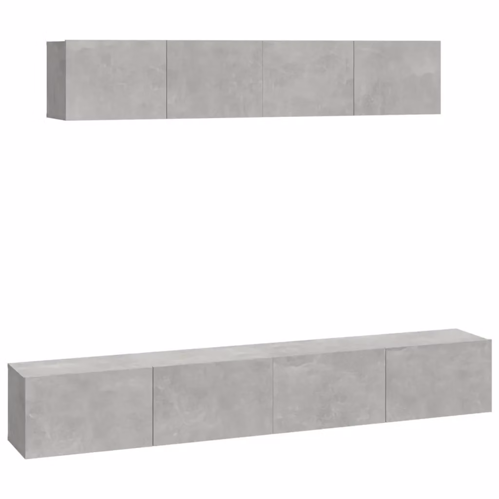 Set di 4 mobili porta TV vidaXL in legno e MDF, colore grigio, design classico a parete per il tuo soggiorno – 2