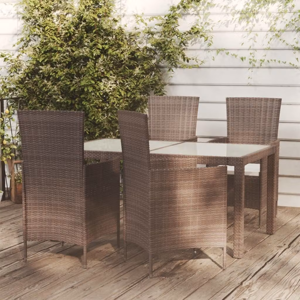Maison Exclusive - Set da pranzo da giardino a 5 pezzi con cuscini in rattan sintetico marrone