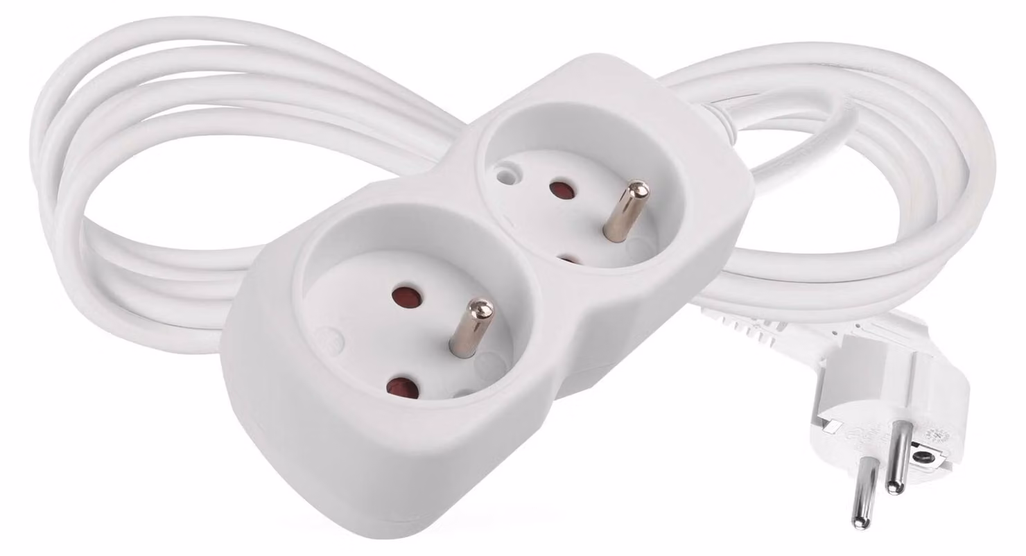 EMOS Cavo di prolunga 2 m / 2 prese / bianco / PVC / 1 mm2, P0212