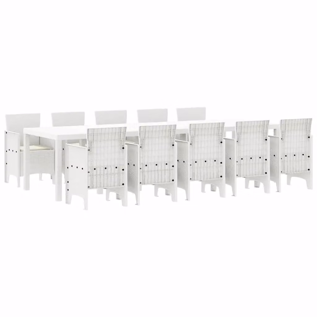 Set da pranzo per giardino e terrazzo vidaXL in rattan bianco da 11 pezzi – 2