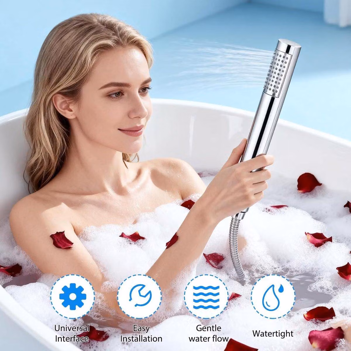Dailygoods - Soffione doccia a risparmio idrico, alta pressione - Doccetta manuale - Soffione doccia compatto - Corpo in ABS cromato - Ugelli anticalcare - Design innovativo