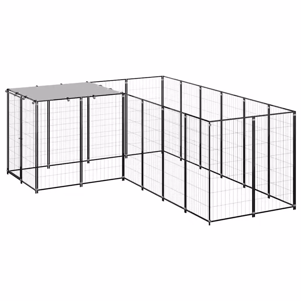 Gabbia per cani vidaXL in metallo resistente alle intemperie, colore nero e grigio, L/P/H: 330 x 110 x 220 cm – 2